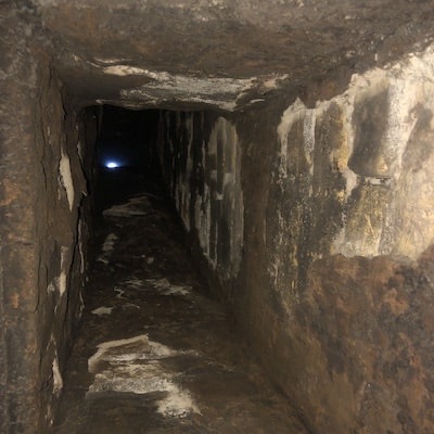 Inside a crumbling chimney